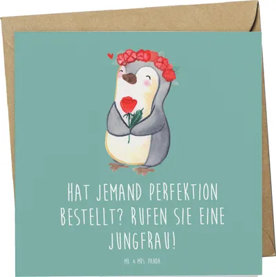 Produktbild von Mr. & Mrs. Panda Grußkarte Jungfrau Perfektion - Meeresbrise - Geschenk, Strukturiertheit, Horoskop, Sternzeichen, faltkarte, doppelkarte, Detailverliebtheit, anlasskarte