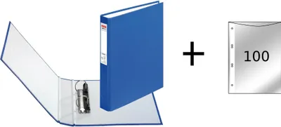 Produktbild von Herlitz Ringbuch / DIN A5 mit 2-Ringe / incl. 100 Prospekthüllen / Farbe: blau