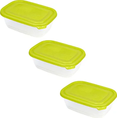 Produktbild von 3er Set Kühlschrankdose 1 l SUNSHINE, Farbe:Transparent / LIME grün