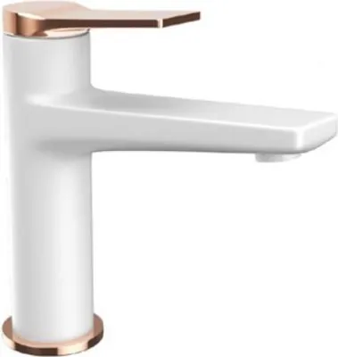 Produktbild von Waschtischmischer ANDARE in Chrom H: 13 cm KARAG Ausführung: Weißchrom und Roségold,