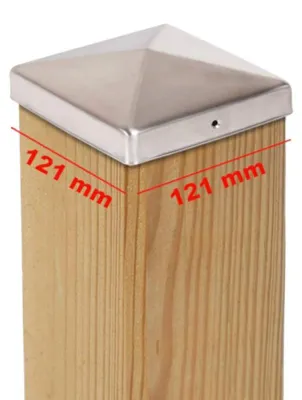 Immagine prodotto di 6 cappucci piramidali per palo - Acciaio inossidabile, 121 x 121 mm
