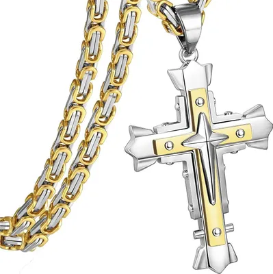 Obrázok produktu pre Pánska Retiazka s Krížom MJ-38729 - Zlatá/Strieborná KP38729