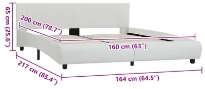 Produktbild von vidaXL Bettgestell mit LED Weiß Kunstleder 160×200 cm