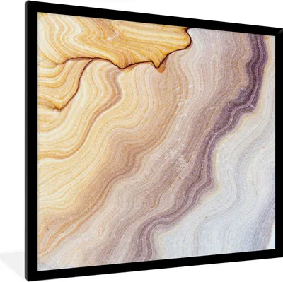Produktbild von MuchoWow® Gerahmtes Poster Marmor - Textur - Sandstein - Gold - Marmoroptik 40x40 cm - Poster mit Schwarzem Bilderrahmen Wandposter Rahmen Foto Bilder - Mit Rahmen - Wanddekoration Schlafzimmer