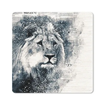 Produktbild von MuchoWow® Mauspad Mousepad Löwe - Zeitung - Blau 20x20 cm - Mousepads - Maus Mat - Pad - Mausunterlage - Desk Mat - Bureauartikeln