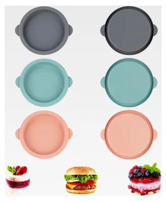 Produktbild von 6 Stück Silikon Backformen 14 cm Rund für Schichtkuchen und Käsekuchen