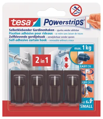 Immagine prodotto di tesa Powerstrips Vario-Gardinenhaken braun