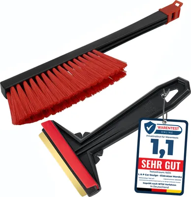Produktbild von Eiskratzer mit Schneebesen Auto Set MURSKA Eisschaber schnell, einfach & mühelos Scheibenkratzer Messingklinge Finnland Schwarz Rot