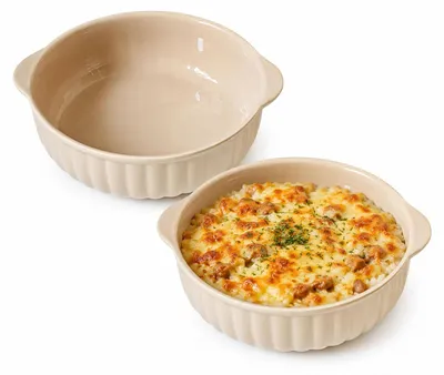 Runde Keramik-Auflaufform 2er-Set, 16,3 cm, braun