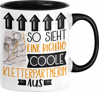 Produktbild von Kletterpartnerin Geschenk Tasse Lustig Geschenkidee für Kletterpartnerin Geburtstag So Sieht Eine Richtig Coole Kletterpartnerin Aus Frauen Spruch (Schwarz)