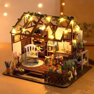Obrázek produktu pro Miniaturní domeček pro panenky se světly LED pro kreativní tvoření