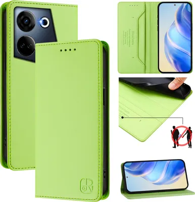 Immagine prodotto di Custodia in pelle per Tecno Camon 20 / Camon 20 Pro 4G, flip case con slot per carte, portafoglio e supporto Verde