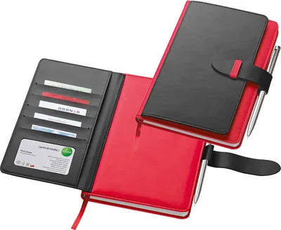 Produktbild von Notizbuch mit Visitenkartenmappe / DIN A5 / aus Polyurethan/ 256 Seiten / Farbe: rot