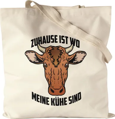 Produktbild von Zuhause Ist Wo Meine Kühe Sind Jutebeutel Stoffbeutel Canvas Kuh-Fans Kuh-Liebhaber Milchkuh Landwirt Geschenkidee