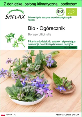 Zdjęcie produktu dla SAFLAX - Garden to go - Bio - Ogórecznik - 40 Nasiona - Z doniczką, pokrywą klimatyczną i podłożem do uprawy - Borago officinalis