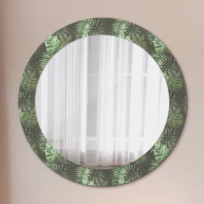 Produktbild von Modern Spiegel - Wandspiegel Design Wandmontage – Badspiegel mit Aufdruck - Rundspiegel - Tropisch Blätter - Rund: Ø70cm