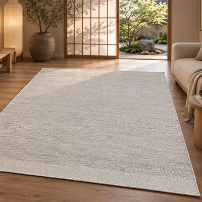 Produktbild von Steffensmeier Handweb Teppich Porto | Wolle, Beige, handgewebt, Größe: 60x120 cm Wohnzimmer und Schlafzimmer