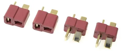 Imagen del producto de GForce GF-1006-001: Conector Deans con contactos dorados, incluye 2 pares (macho y hembra)