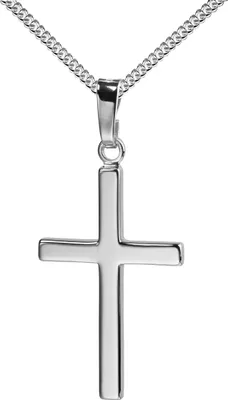 Produktbild von Kreuz-Anhänger mit Kette für Damen, Herren und Kinder als Ketten-Anhänger mit Kette 925 Silber Hochglanz mit Schmuck-Etui
