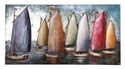 Zdjęcie produktu dla Gilde GILDE Gallery, Bild, rechteckig, "Sailing Regatta", Bootmotiv, Metall, blau, mehrfarbig, VE 1, L. 5 cm, B. 120 cm, H. 60 cm 38868 4009079388688