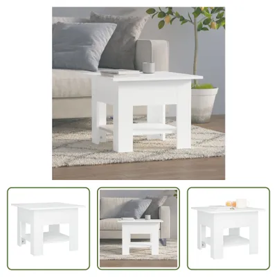 Immagine prodotto di The Living Store tavolino bianco 55x55x42 cm in materiale ligneo