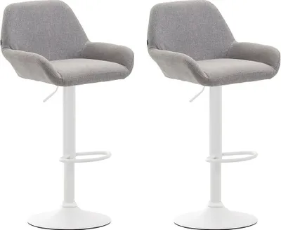 Produktbild von 2er Set Barhocker Braga Stoff weiß grau
