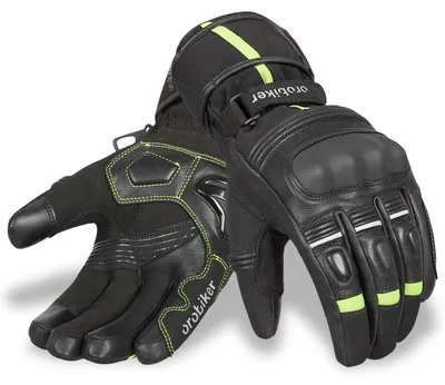 Immagine prodotto di Guanti da moto - Impermeabili - Nero e verde - Taglia L - Con protezioni rigide e touchscreen