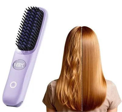 Image de Mini-fer à lisser - Fer à lisser de voyage - Rechargeable - Avec 3 réglages de température - Doté d'une fonction anti-brûlure - Pour les voyages et à la maison - Couleur violet