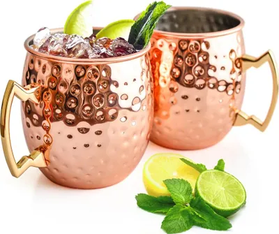 Produktbild von Moscow Mule Becher 500 ml Handgemachter Kupferbecher Moskau Mule Kupfertassen Cocktailkrug(1)