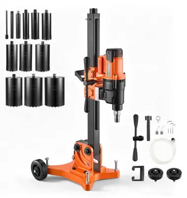 Produktbild von VEVOR Diamant Kernbohrmaschine 3000 W Kernbohrgerät Trocken/Nass 20-305 mm, für Beton Ziegel Keramikfliesen Asphalt Marmor, 12 Bohrer Neigbarer Ständer & Fahrgestell 1000/550 U/min, UNC1 1/4–7 Gewinde