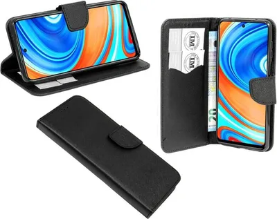 Produktbild von Buch Tasche "Fancy" XIAOMI REDMI NOTE 9S Handy Hülle Schutzhülle mit Standfunktion, Kartenfach Schwarz