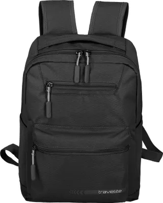 A black Travelite backpack is shown against a white background.