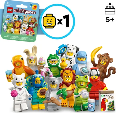 Produktbild von LEGO Minifiguren Tiere Serie 28 - Überraschungsbox  - 1 von 12 Sammelfiguren - Figuren inkl. Löwe, Häschen, Katze & Delfin - Mitgebsel Kindergeburtstag für Jungen & Mädchen ab 5 Jahren - 71051
