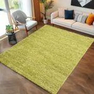 Produktbild von Teppich Wohnzimmer Hochflor Einfarbiges Design Langflor Shaggy Modern Flauschig, Größe: 300 x 400 cm, Farbe: Grün
