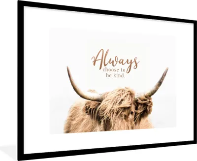 Produktbild von MuchoWow® Gerahmtes Poster Schottischer Highlander - Zitat - Tier 90x60 cm - Poster mit Schwarzem Bilderrahmen Wandposter Rahmen Foto Bilder - Wanddekoration - Fotos