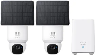 Image de Eufy SoloCam E30 (2-Pack) + Homebase 2, Caméra IP de sécurité, extérieur, sans fil, murale, blanc, dôme