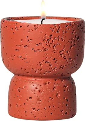 Image de 8,5cm Porte-bougie odorant en ciment, Porte-bougie moderne pour bougies à chauffe-plat, Formes de bougies vides DIY Pour Décoration de table, Fête, Noël, Décoration de maison(Rouge)