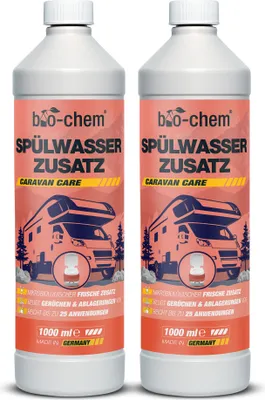 Produktbild von bio-chem Bio Spülwasser-Zusatz 2x 1 L Konzentrat für Spülkasten I WC-Reiniger Rinse Flush für Campingtoilette, Chemie-Toilette sowie Mobile Toilette MIT & OHNE separaten Spülwassertank