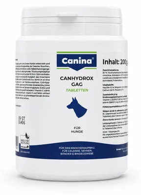 Productafbeelding van Canina Canhydrox GAG, voor honden, tabletten, ter bevordering van de botgezondheid, ter bevordering van de spiergezondheid, voor tandverzorging, geschikt voor puppy's, bevat calcium, verkrijgbaar in een pot