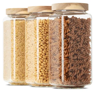 Productafbeelding van Set van 3 vierkante opbergpotten van borosilicaatglas, inhoud 1200 ml
