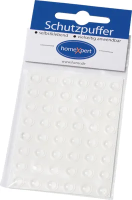 A package of clear, self-adhesive protective buffers (Schutzpuffer) from the brand homeXpert.
