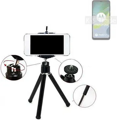 Produktbild von K-S-Trade Smartphone Stativ Dreibein kompatibel mit Motorola Moto E13  Tripod aus Aluminium Klemmstativ Stativ Adapter für Mobiltelefone schwarz 1x