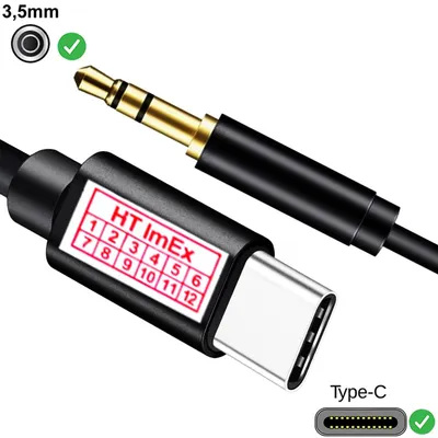 Produktbild von Schwarz - USB Typ C auf zu Aux 3,5mm Adapter Kabel in Audio Musik Klinke Stereo für Samsung Galaxy A22 5G, S25