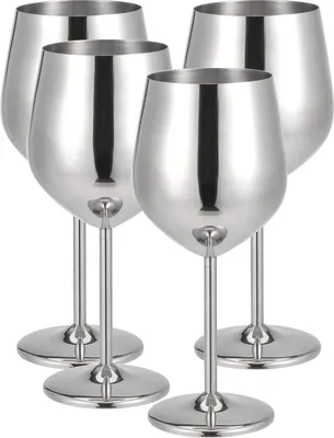Produktbild von MUKLEI 4PCS 500ml/18oz Edelstahl-Weingläser, bruchsichere silberne Edelstahlbecher für Party, Hochzeit, Jubiläum, im Freien
