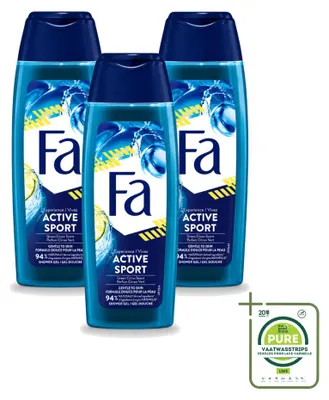 Imagen del producto de 3 aerosoles desodorantes Fa Men Active Sport, 150 ml cada uno, pack grande de 3 unidades