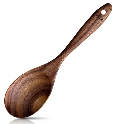 Immagine prodotto di LAYBA Cucchiaio in legno, cucchiaio da portata in teak (26 cm) - Cucchiaio in legno, resistente al calore e senza graffi, aiuto sostenibile in cucina per le padelle antiaderenti. Per cucinare.