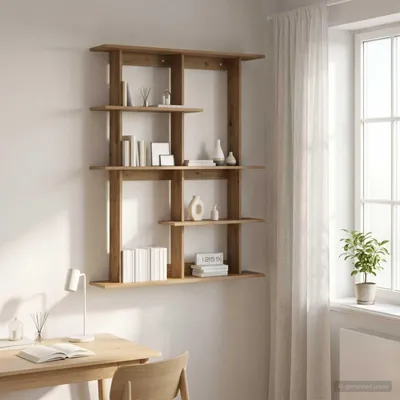 Obrázek produktu pro Maison Exclusive – Nástěnná police z masivního dubu, rozměry 102 x 20 x 130 cm
