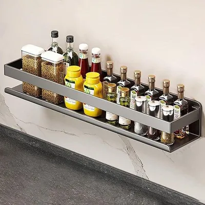 Obrázok produktu pre Nástenná polica 50 x 10 x 8 cm, sivá, do kuchyne a kúpeľne