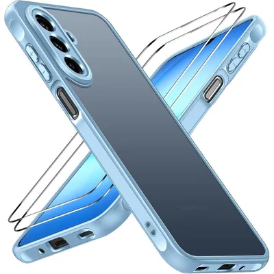 Produktbild von Schutzhülle mit 2x Panzerglas für Samsung Galaxy A17 4G/5G, Militärstandard, Stoßfest, Matt Durchscheinend, Hellblau
