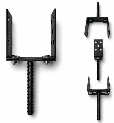 Obrázok produktu pre TORVON Držiak stĺpa, kotva pre stĺpy, nastaviteľná, 60–140 mm, určená na vbetonovanie, čierna, 1 kus, Obrázok generovaný UI